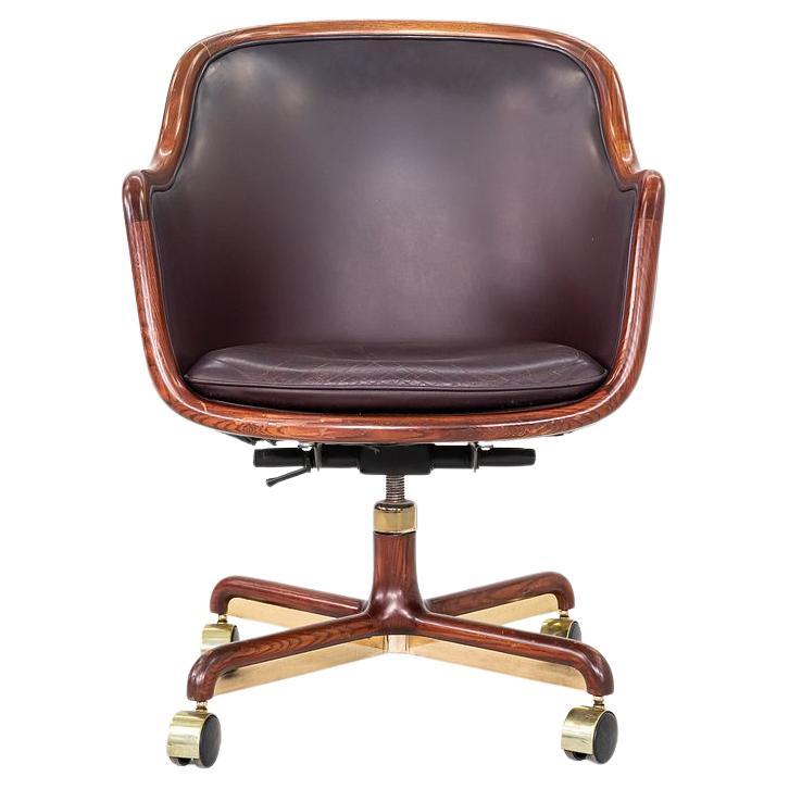 1984 Ward Bennett Brickel Associates Desk Chair, Leather & Oiled Ash (2x) For Sale