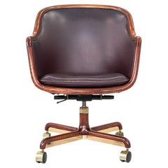 1984 Ward Bennett Brickel Associates Desk Chair, Leather & Oiled Ash (2x)