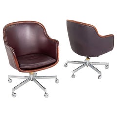 1984 Ward Bennett for Brickel Associates Desk Chair in Leather with Ash Frame