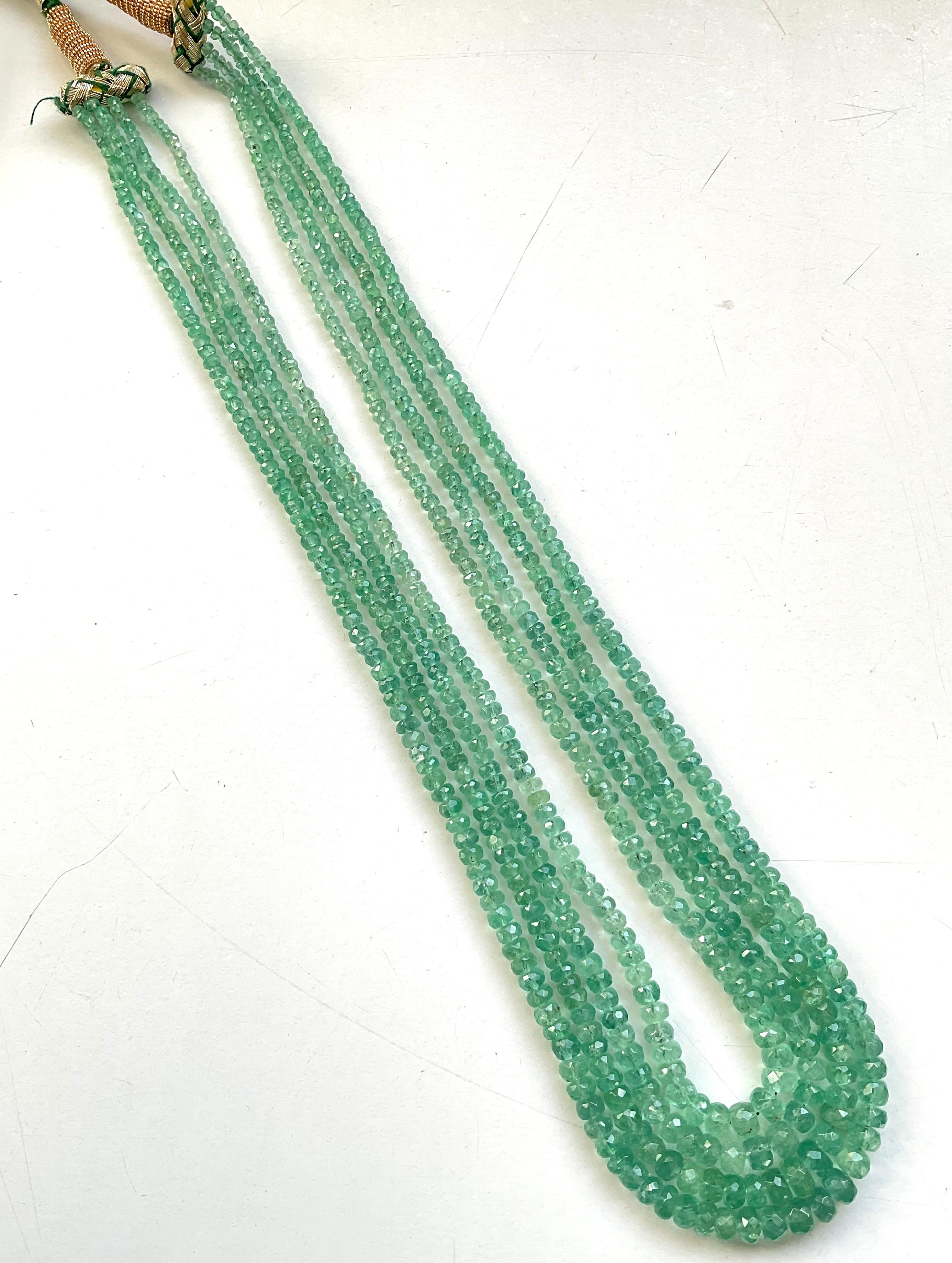 Art Deco 198.40 Carats Panjshir Emerald Faceted Beads For Fine Jewelry Natural Gemstone For Sale