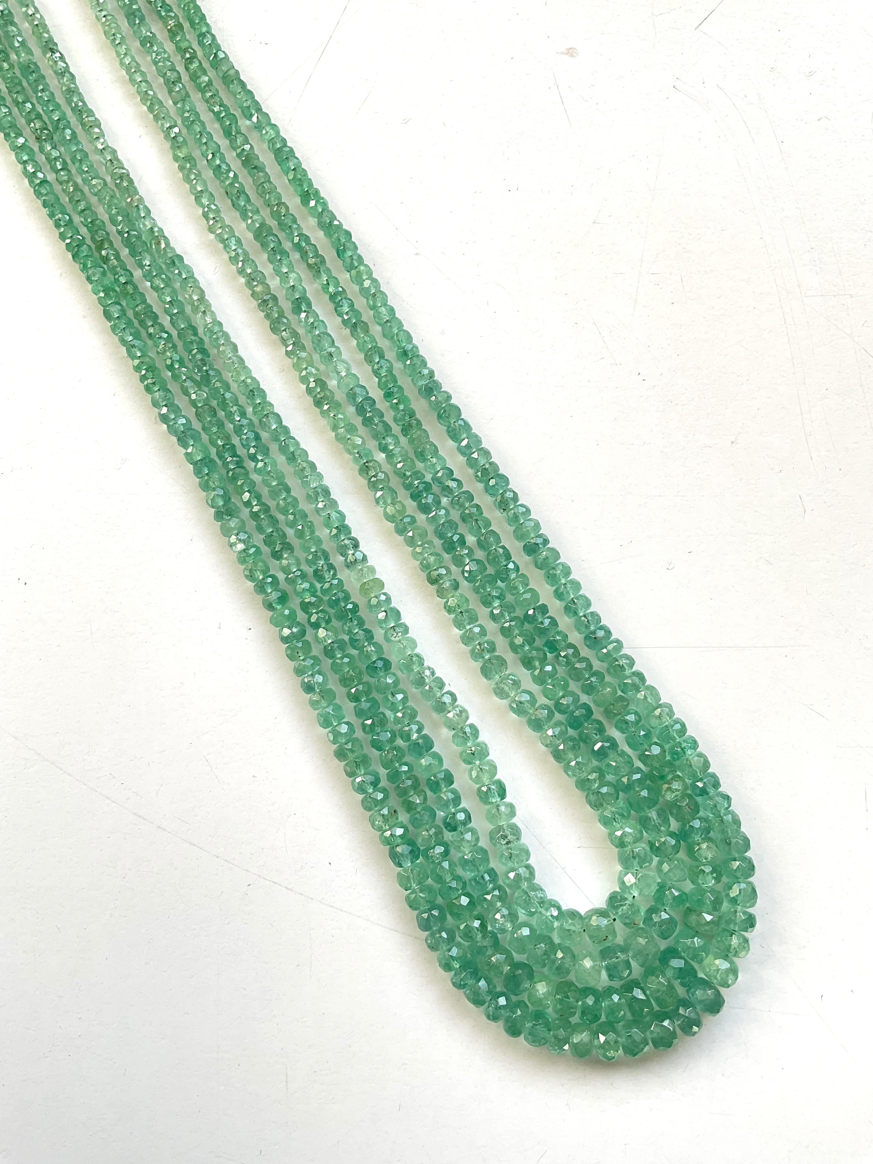 198.40 Carats Panjshir Emerald Faceted Beads For Fine Jewelry Natural Gemstone In New Condition For Sale In Jaipur, RJ