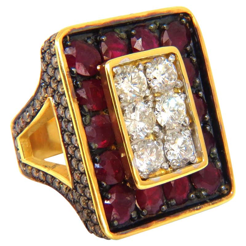 19.84ct Natural Diamonds Ruby Mens Ring 18kt Big and Tall Boxer Deco ...