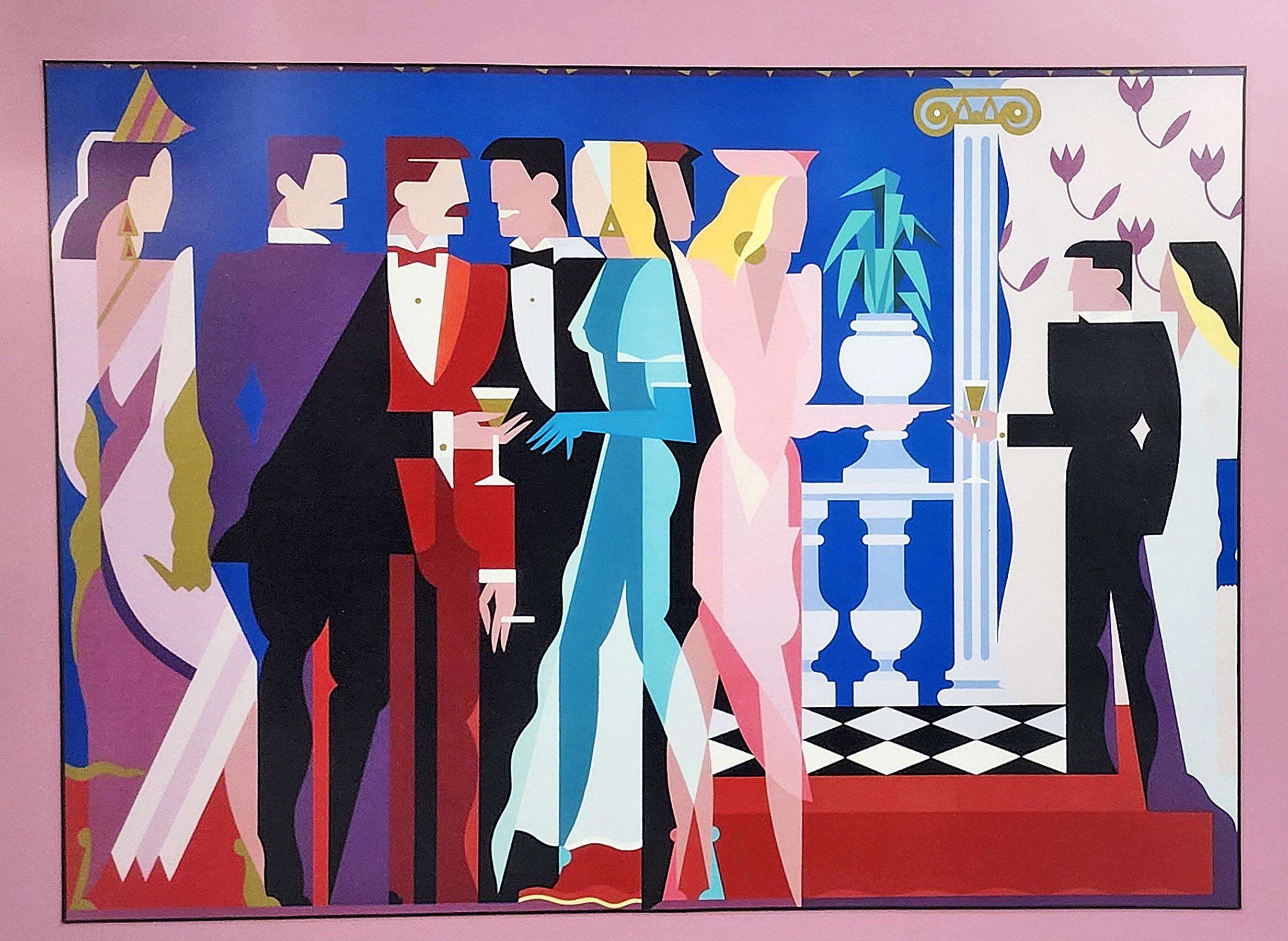 Post-Modern 1984s Limited Edition Serigraphy 'Night People I' by Italian Giancarlo Impiglia For Sale