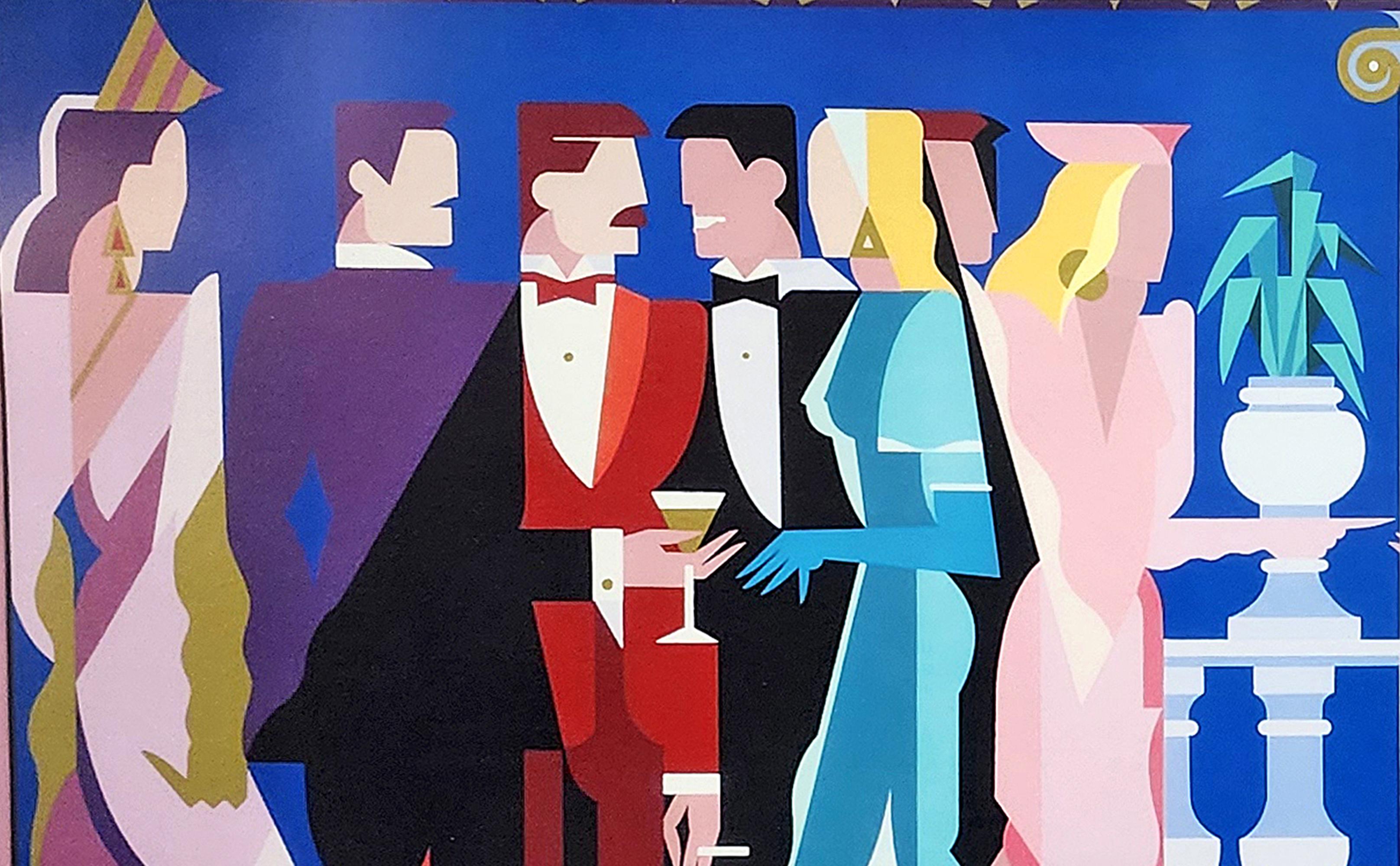 1984s Limited Edition Serigraphy 'Night People I' by Italian Giancarlo Impiglia In Good Condition For Sale In North Miami, FL