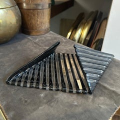 1984s Modernist Black Murano Glass Vide Poche by Venini