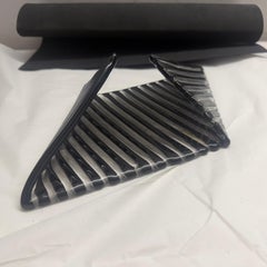 Vide poche modernista de cristal de Murano negro de 1984, firmado por Venini