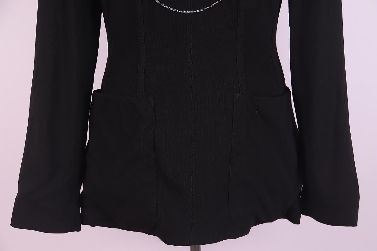 1985 1986 JEAN PAUL GAULTIER REEDITION black wool crepe jacket Minautore In Good Condition For Sale In Алматинский Почтамт, KZ