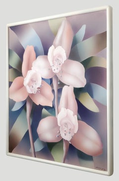 1985 Acrylic Airbrush Painting on Linen by Listed Artist Libertad Gomez - Signed