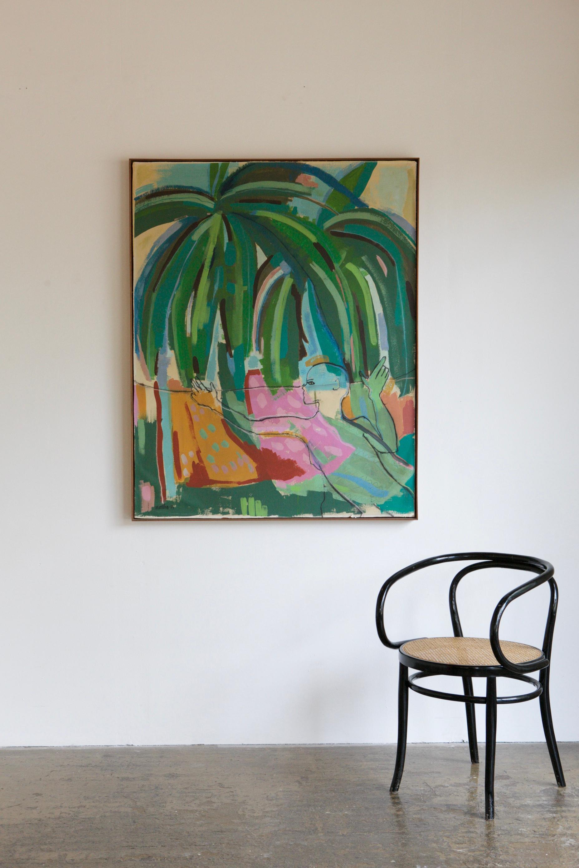 1985, Tropical Modernist Acrylic on Paper Mounted on Board In Excellent Condition In London, GB