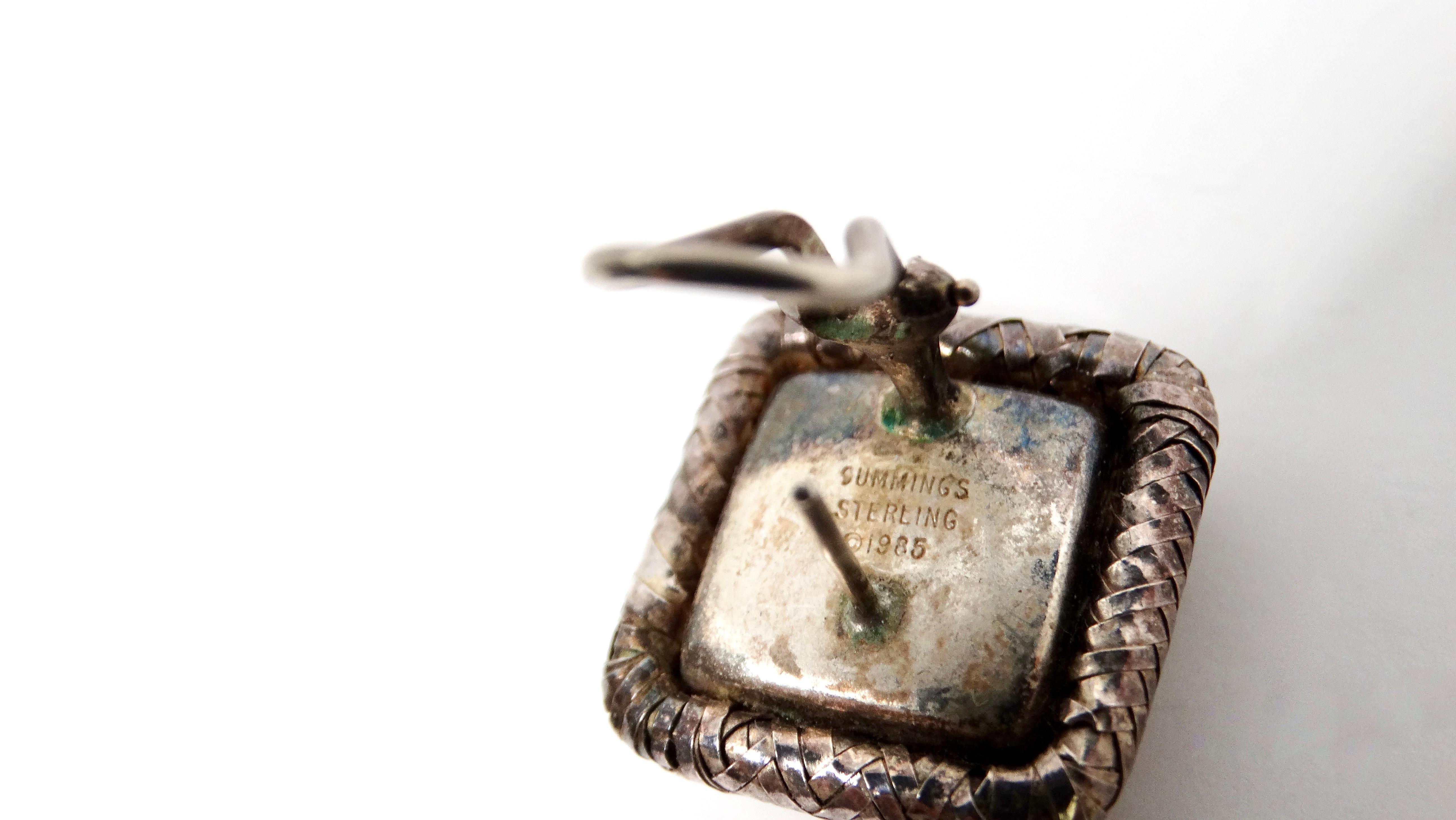 1985 Angela Cummings Orecchini quadrati in argento sterling intrecciato in vendita 1