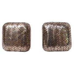 1985 Angela Cummings Orecchini quadrati in argento sterling intrecciato