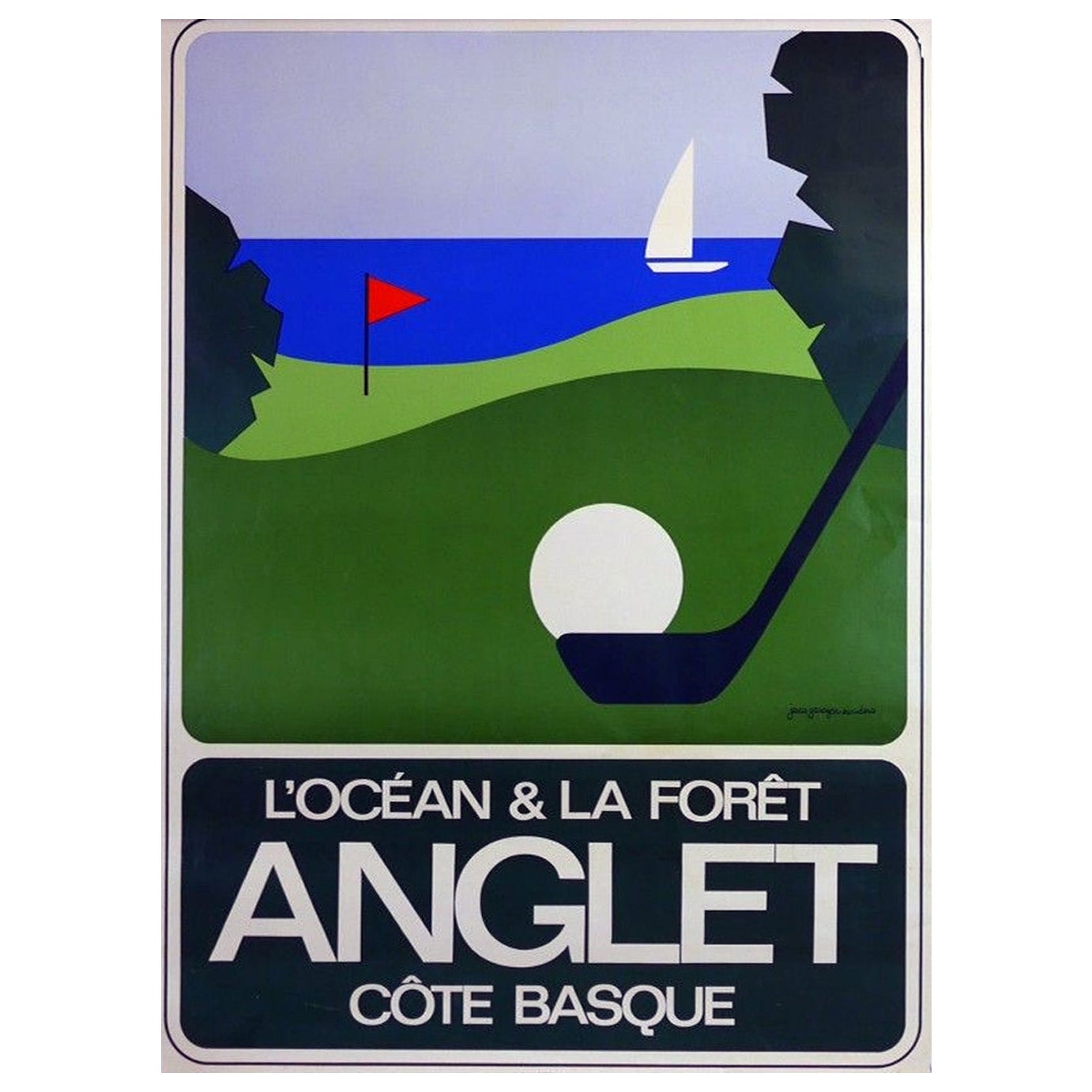 1985 Anglet Cote Basque Poster originale d
epoca in vendita