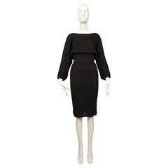 1985 AZZEDINE ALAIA Schwarzes Leinenkleid mit elastischer Taille und ausgeschnittenem Rückenausschnitt