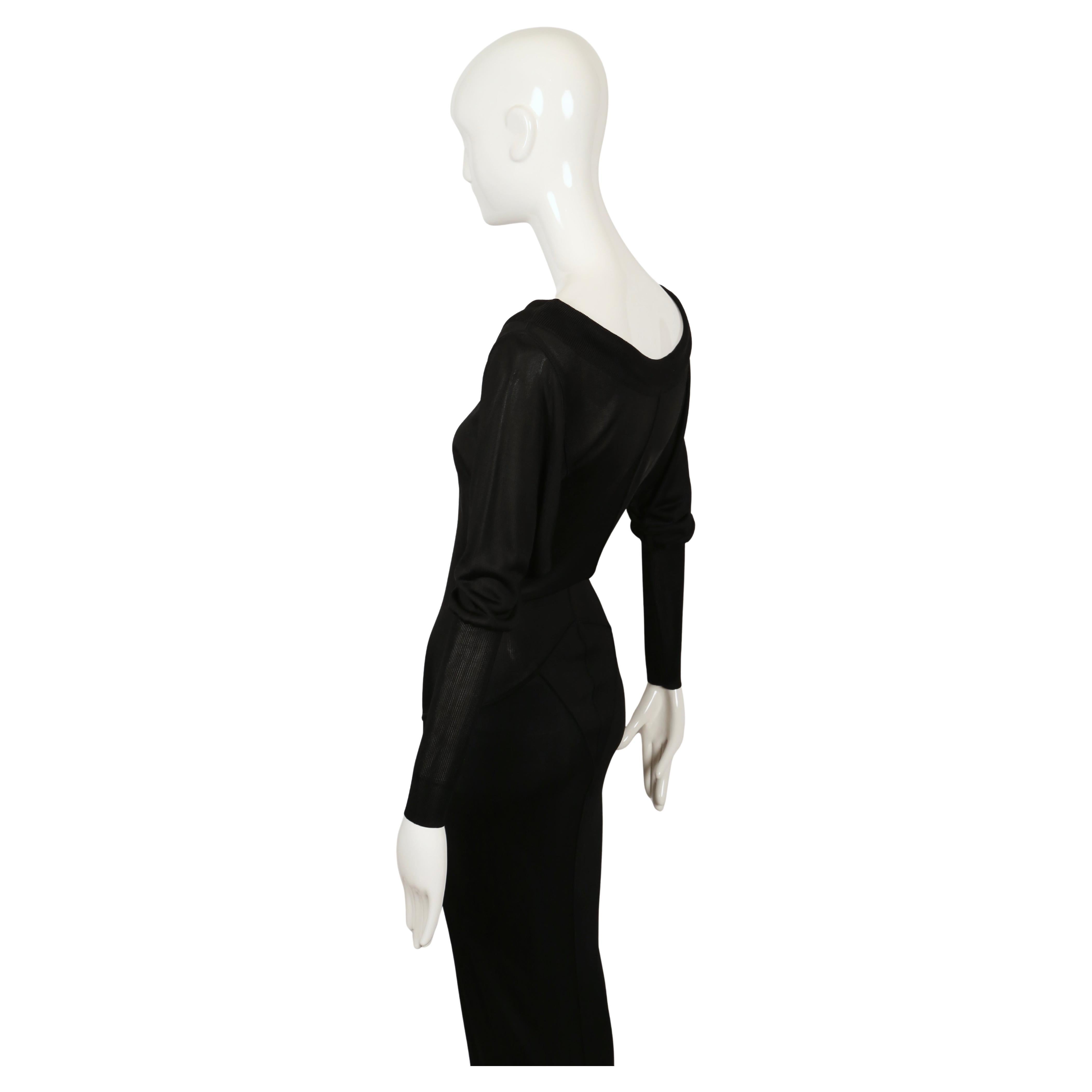 1985 AZZEDINE ALAIA black long sleeveless dress with pointelle knit accents For Sale 5