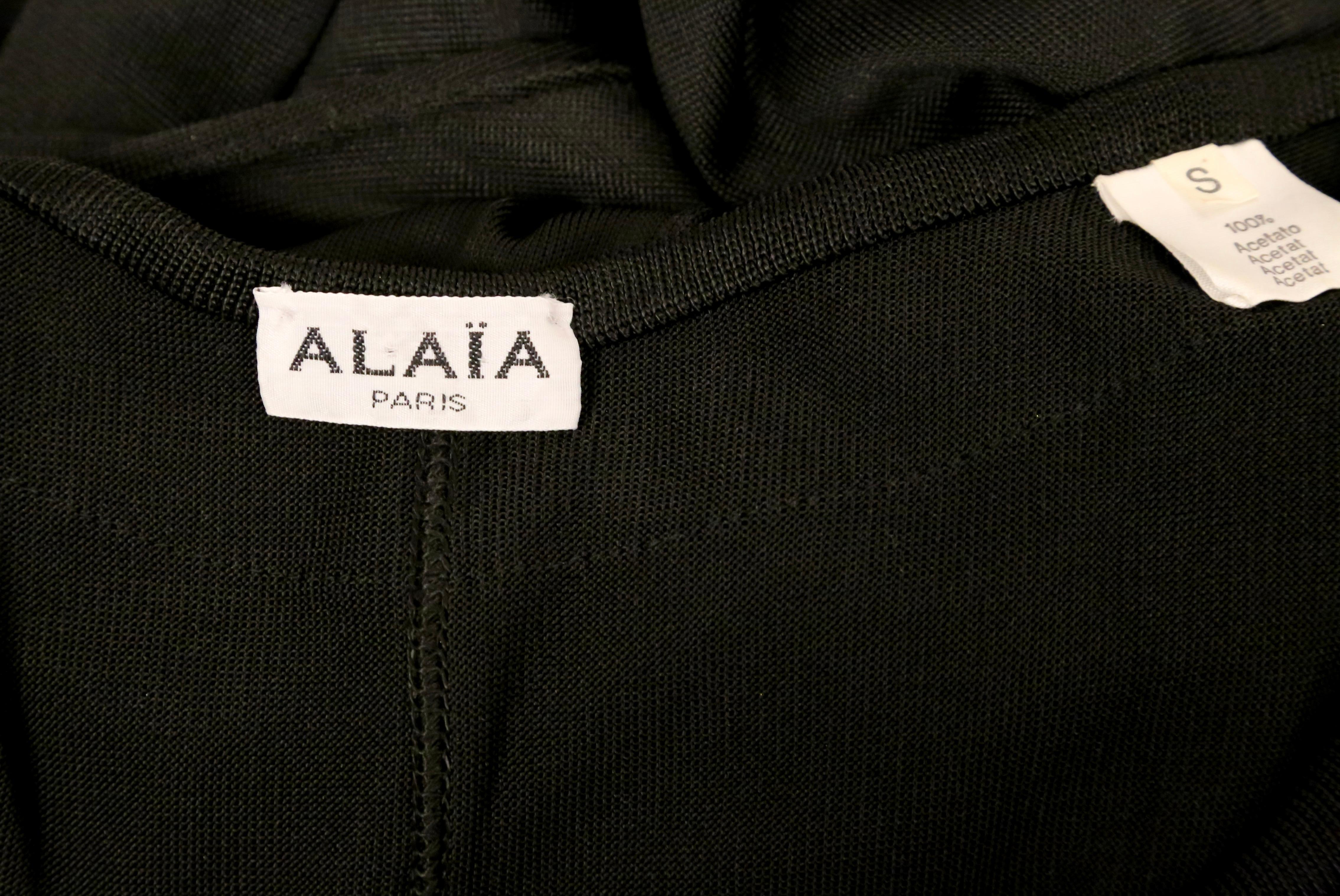 1985 AZZEDINE ALAIA black long sleeveless dress with pointelle knit accents For Sale 9
