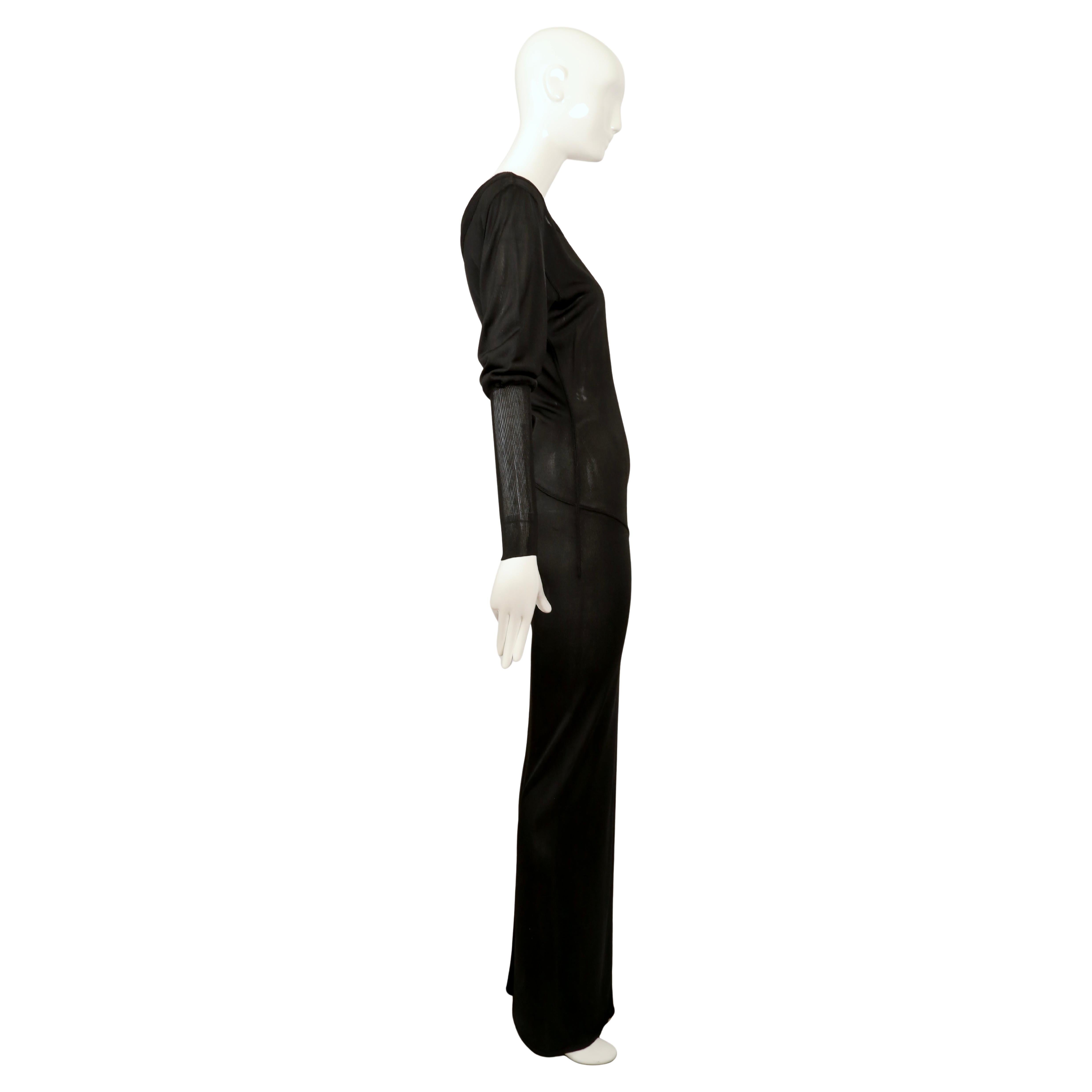 Women's or Men's 1985 AZZEDINE ALAIA black long sleeveless dress with pointelle knit accents For Sale