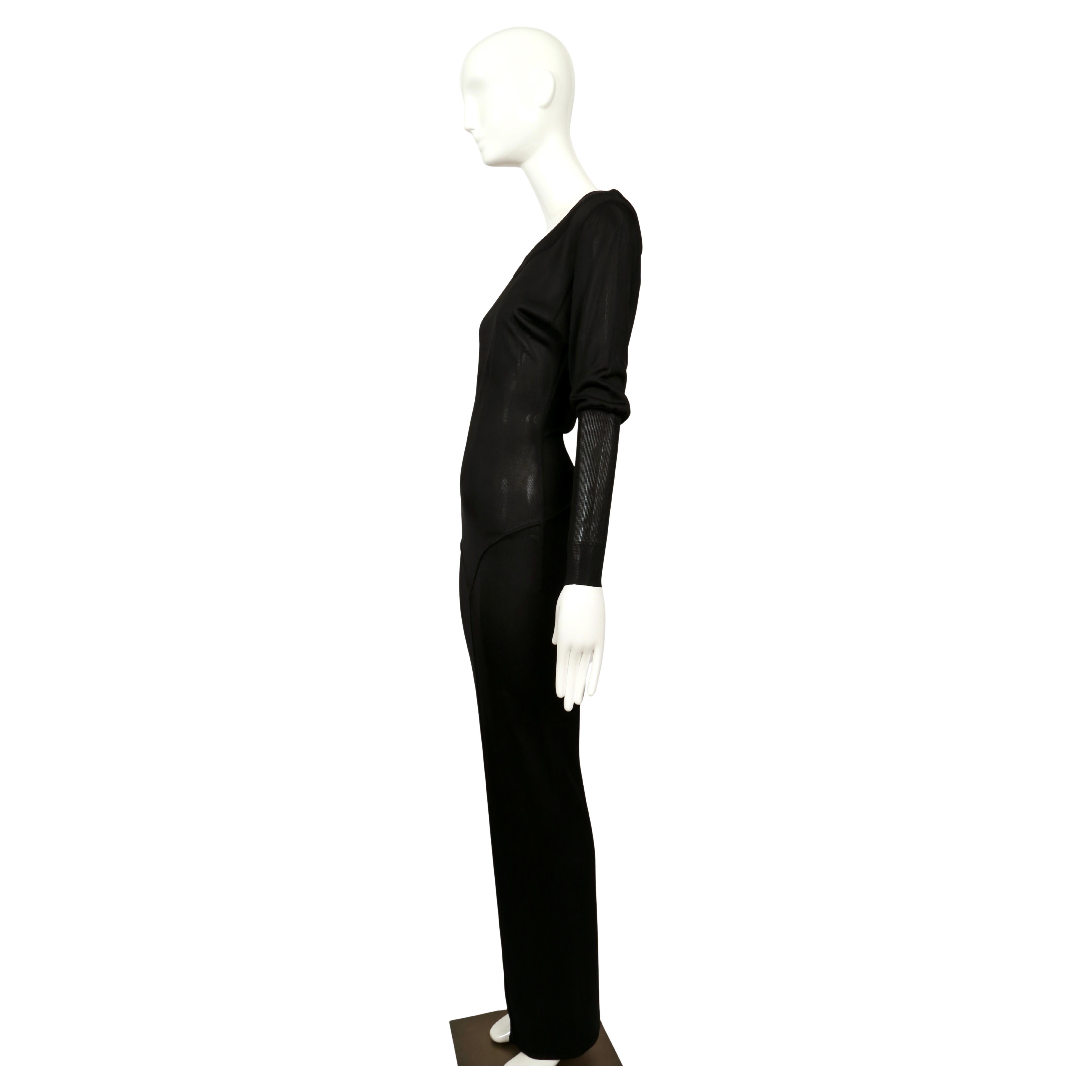 1985 AZZEDINE ALAIA black long sleeveless dress with pointelle knit accents For Sale 3