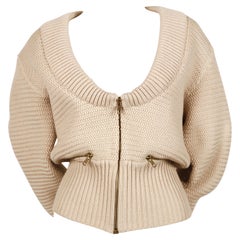 1985 AZZEDINE ALAIA heavy knit cardigan sweater coat with zippers