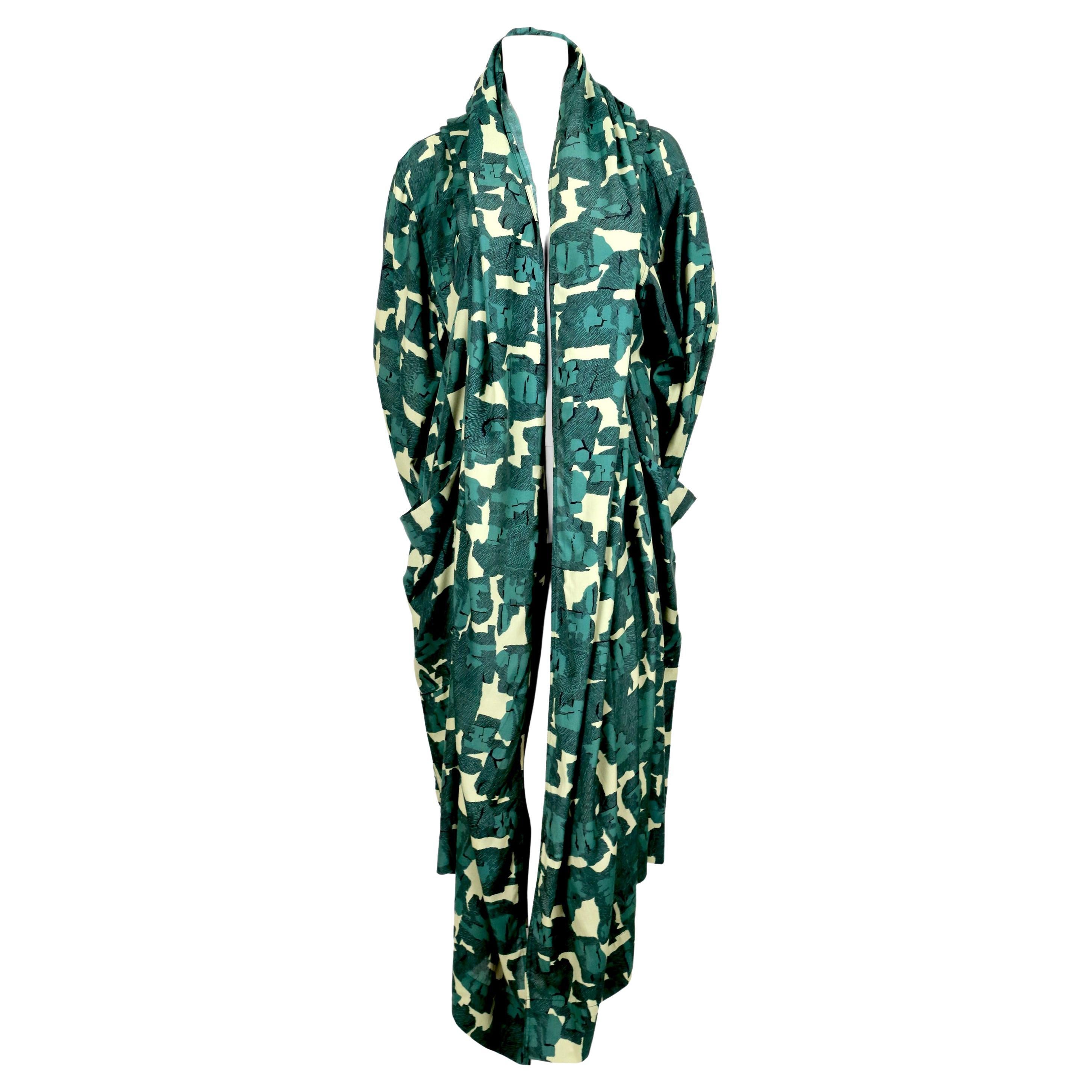 1985 AZZEDINE ALAIA hooded kimono coat with print by Christoph Von Weyhe