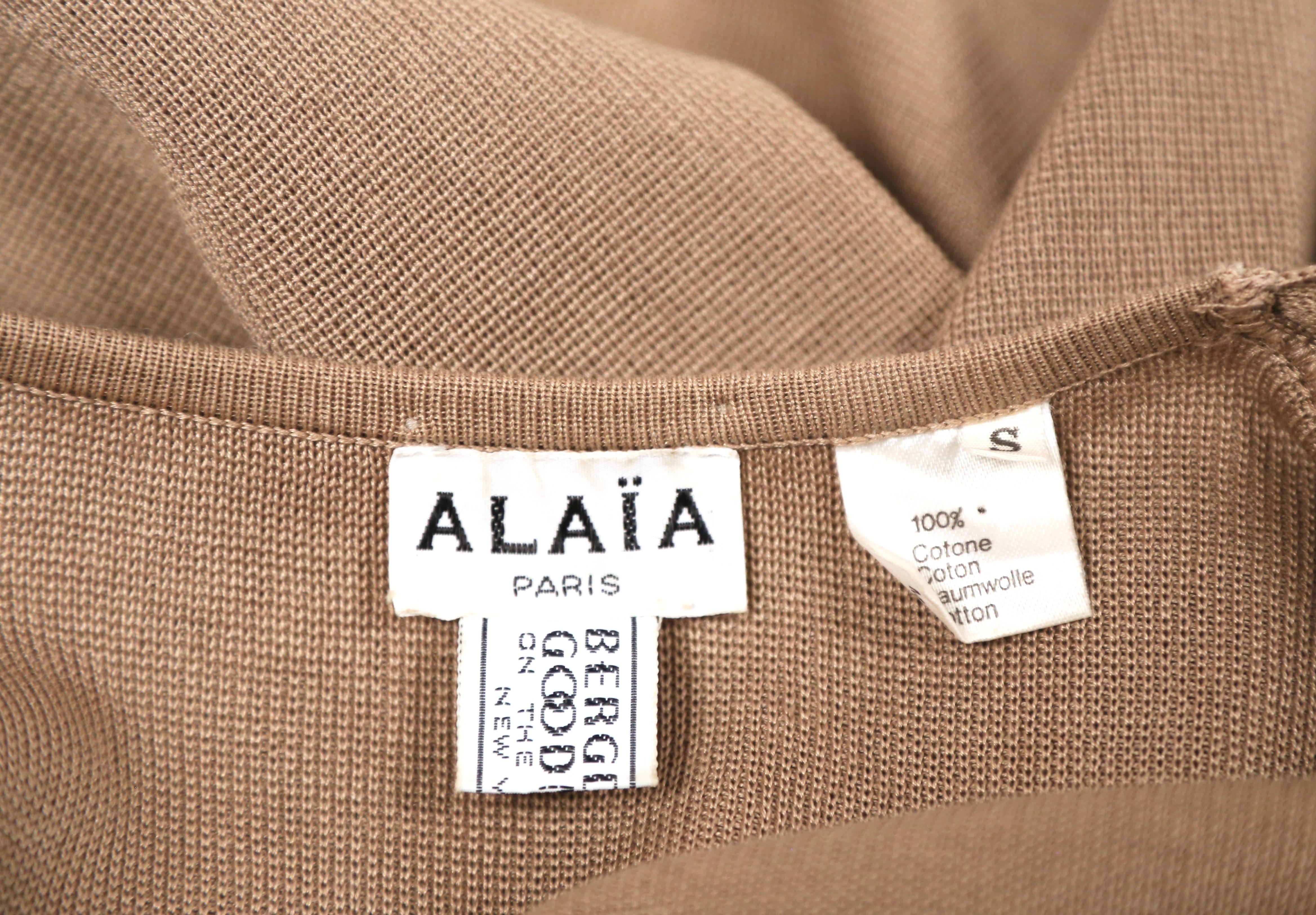1985 AZZEDINE ALAIA oversized tan cardigan sweater coat with pockets For Sale 2