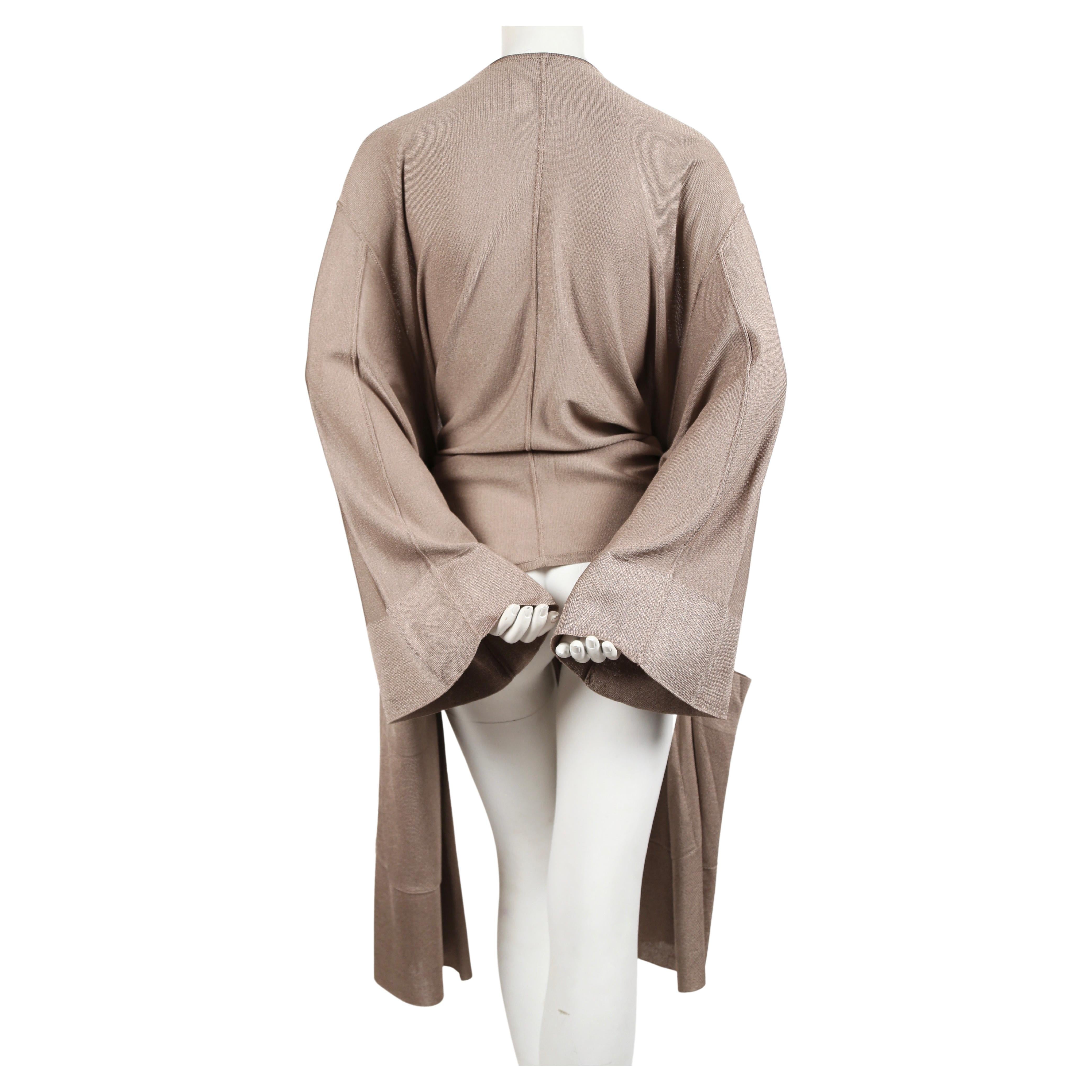 1985 AZZEDINE ALAIA taupe knit jacket with waist tie In Excellent Condition For Sale In San Fransisco, CA