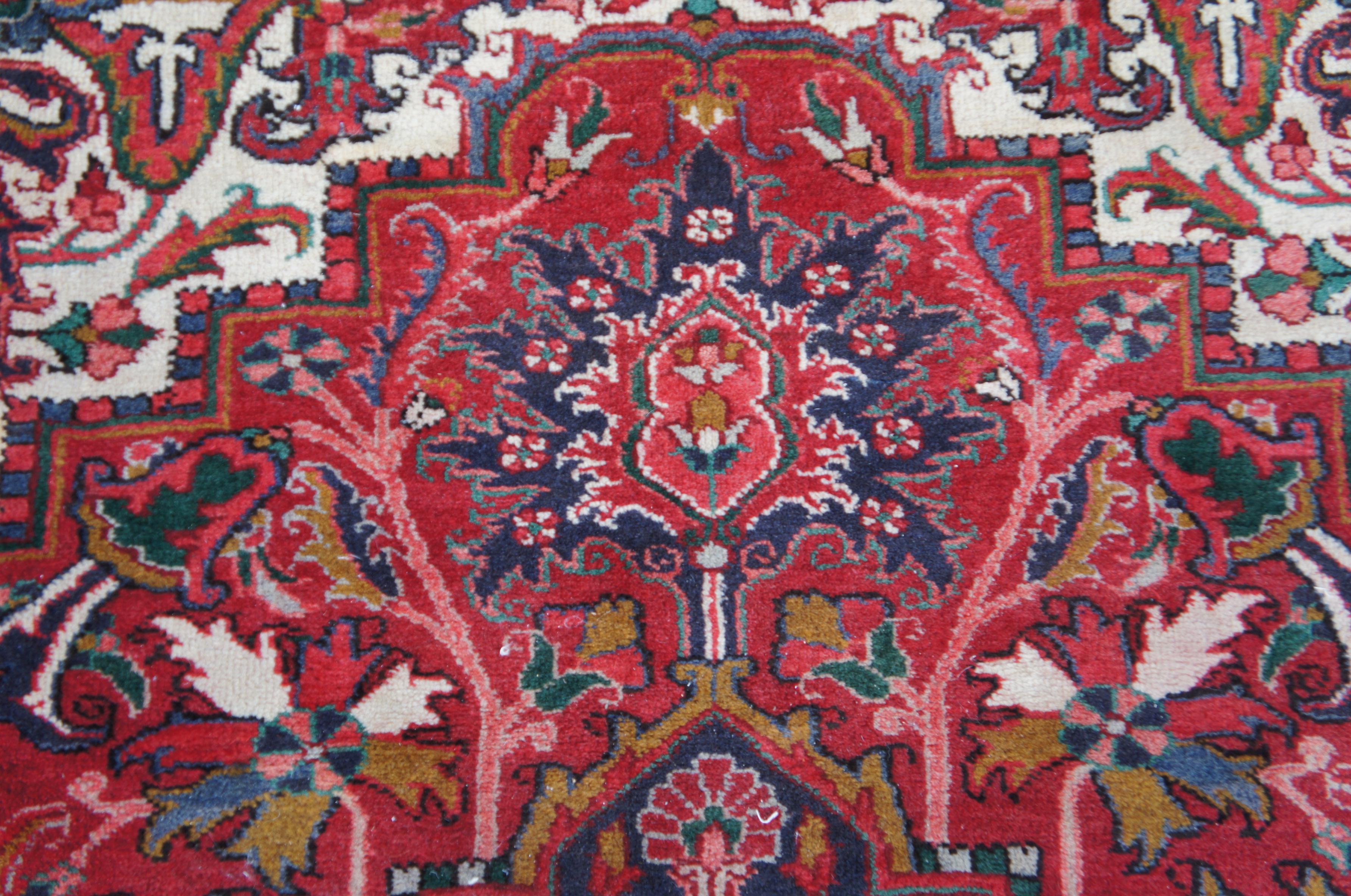 Late 20th Century 1985 Bakhtiar Iran 100% Wool Floral Medallion Area Rug Carpet For Sale
