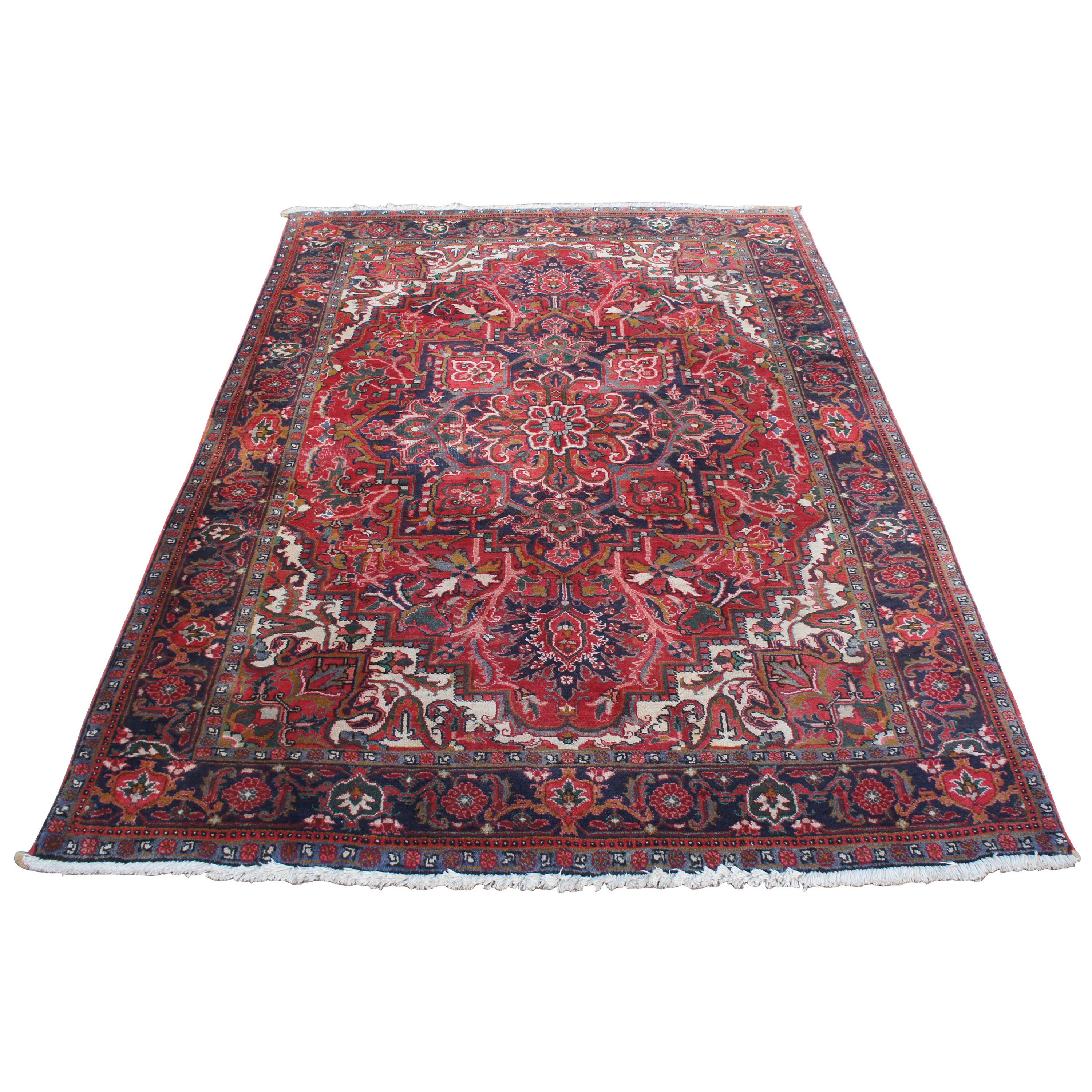 1985 Bakhtiar Iran 100% Wool Floral Medallion Area Rug Carpet For Sale