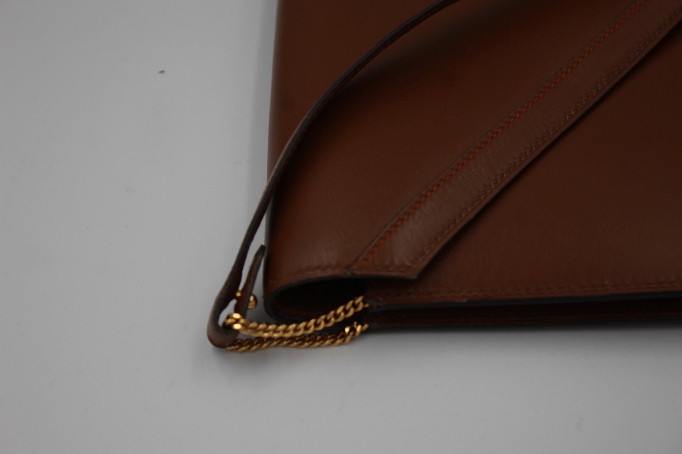 1985 Brown Vintage Hermes Lydie Shoulder Bag / Clutch In Good Condition In Paris, FR