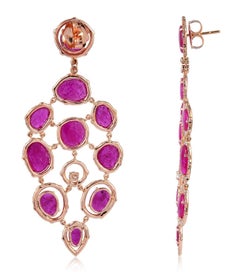 19,85 Karat Rubin 18 Karat Gold Diamant-Ohrringe