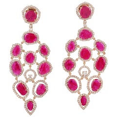 19.85 Carat Ruby 18 Karat Gold Diamond Earrings