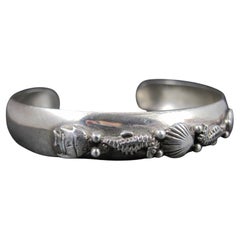 1985 Carol Felley Sea Life Cuff Bracelet 6.5" Sterling Silver