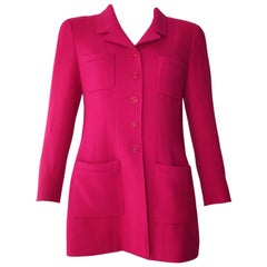 1985 CHANEL Fuchsia Single Breasted Vintage Jacket Size 42