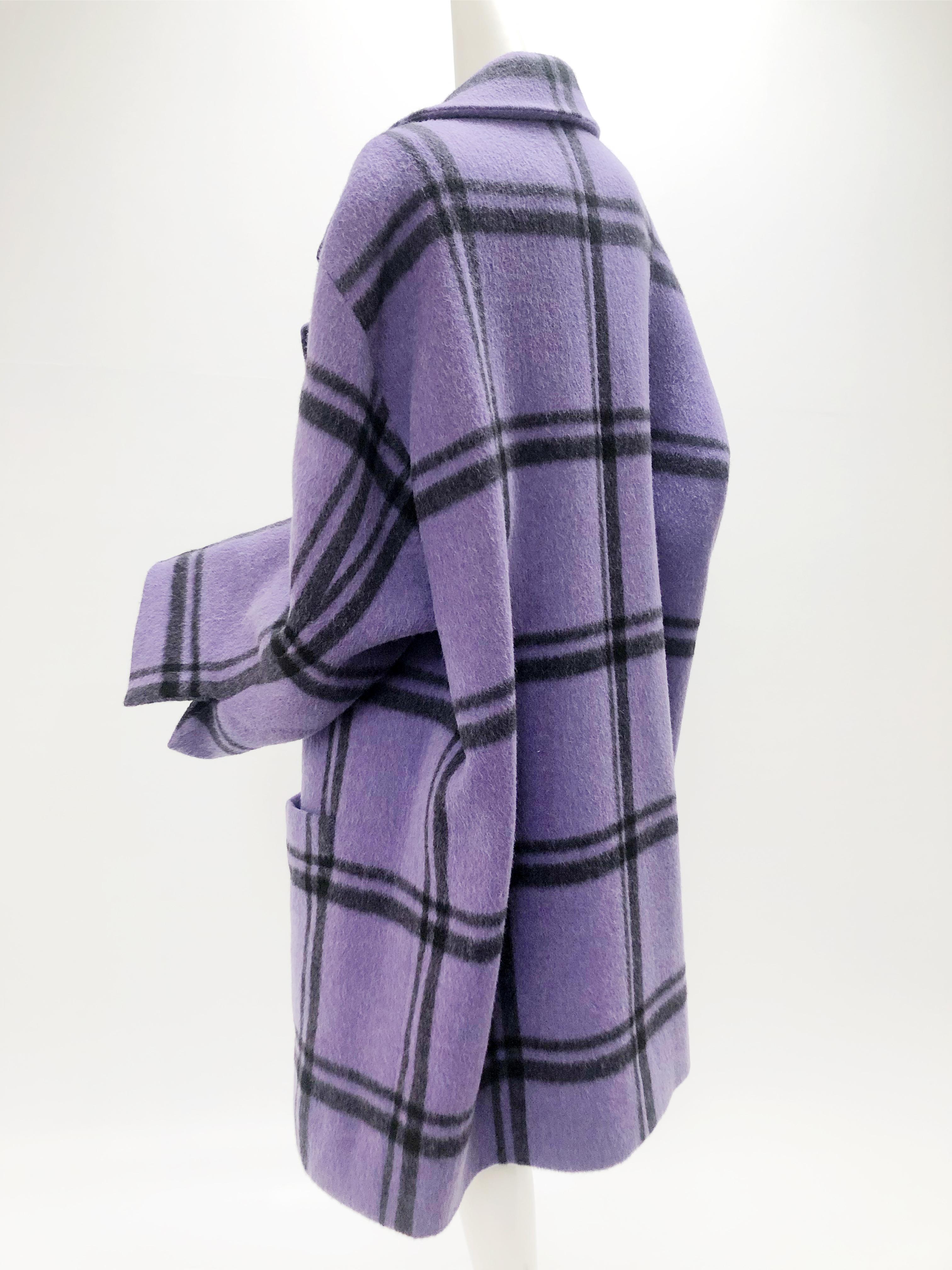 Christian Dior Couture - Manteau pantalon de fenêtre en mohair violet et noir, 1985 Excellent état - En vente à Gresham, OR