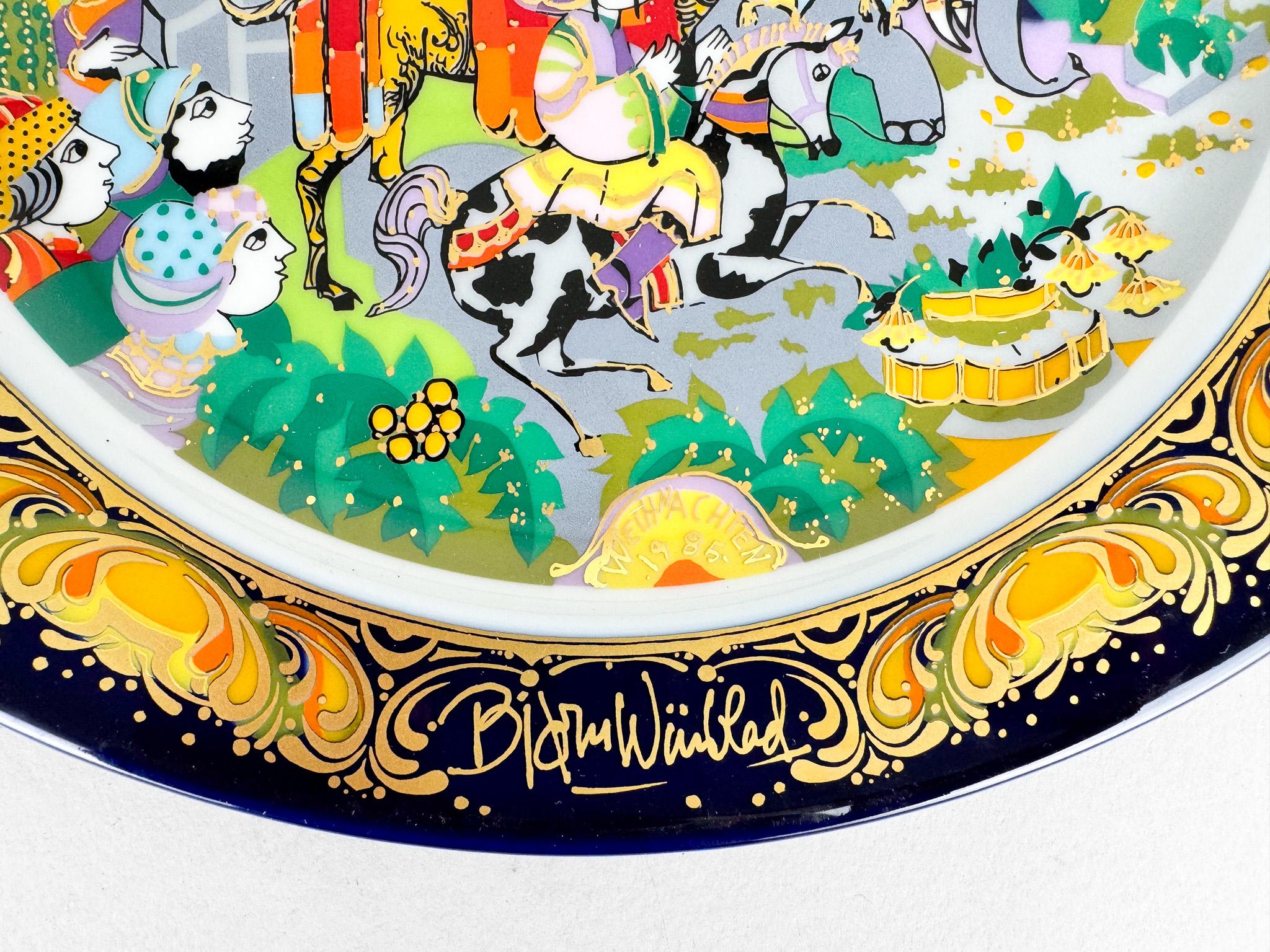 1985 Christmas Rosenthal Porcelain Plate by by Bjorn Wiinblad in Original Box For Sale 1