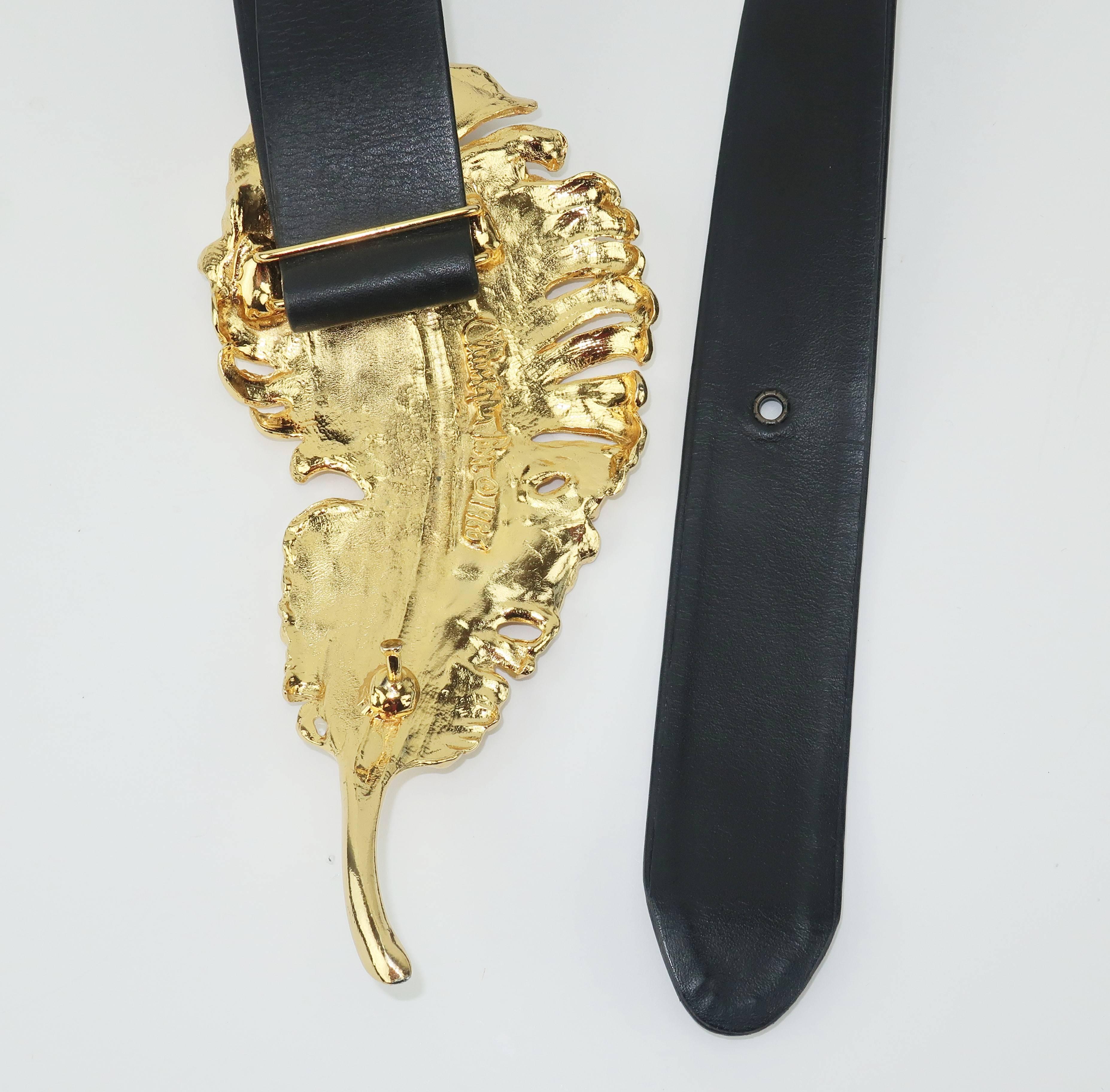 Black Christopher Ross Large Feather Buckle With Belt, 1985 