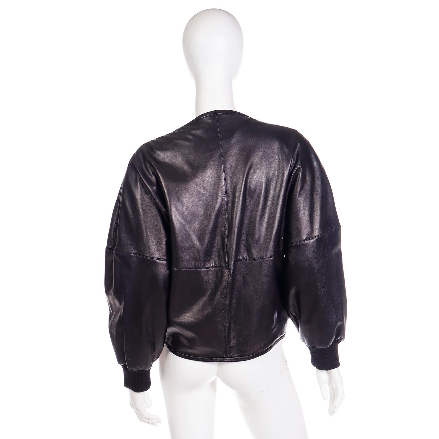1985 Claude Montana Black Leather Runway Jacket W Zebra Print Pony Fur 2