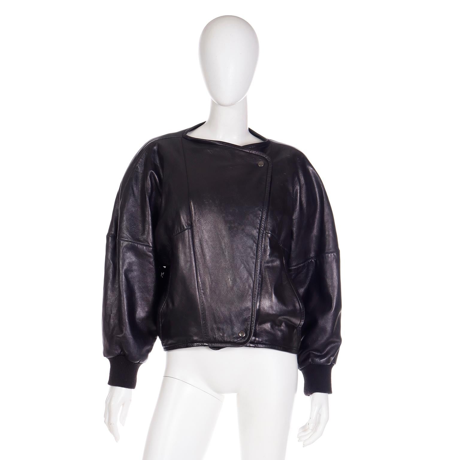 1985 Claude Montana Black Leather Runway Jacket W Zebra Print Pony Fur 4