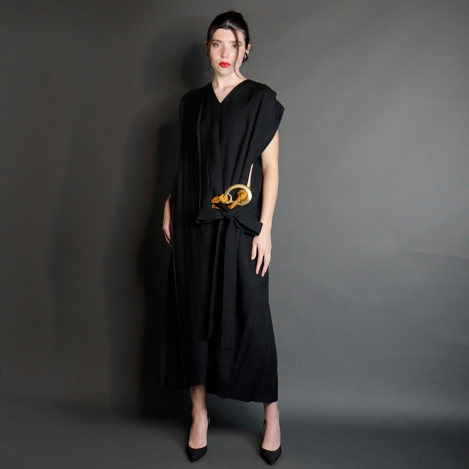 Women's 1985 Comme de Garcons Pleated Black Avant Garde Sleeveless Dress Rei Kawakubo For Sale