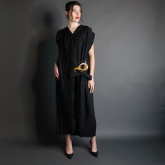 1985 Comme de Garcons Pleated Black Avant Garde Sleeveless Dress Rei Kawakubo