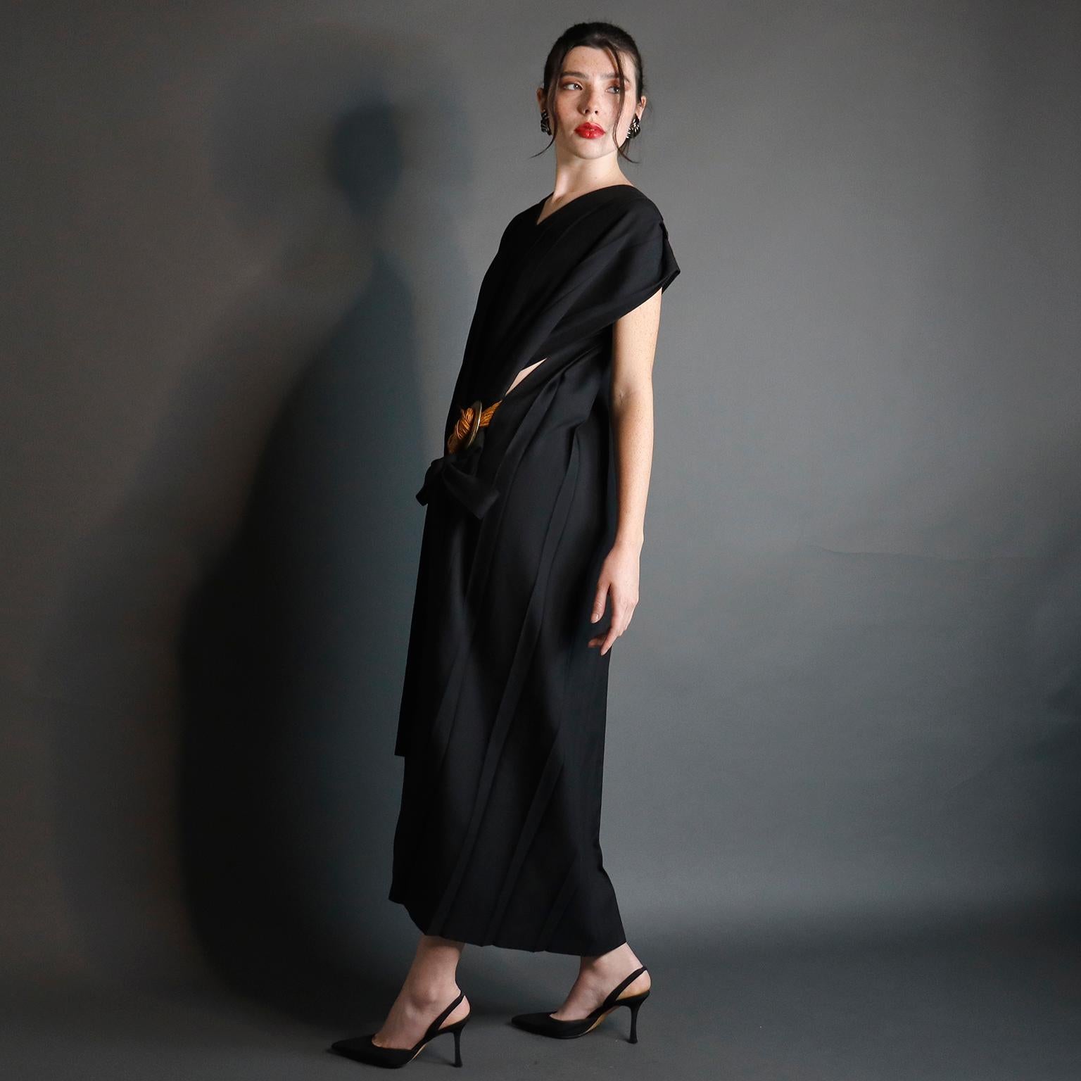 1985 Comme de Garcons Pleated Black Avant Garde Sleeveless Dress Rei Kawakubo For Sale 2