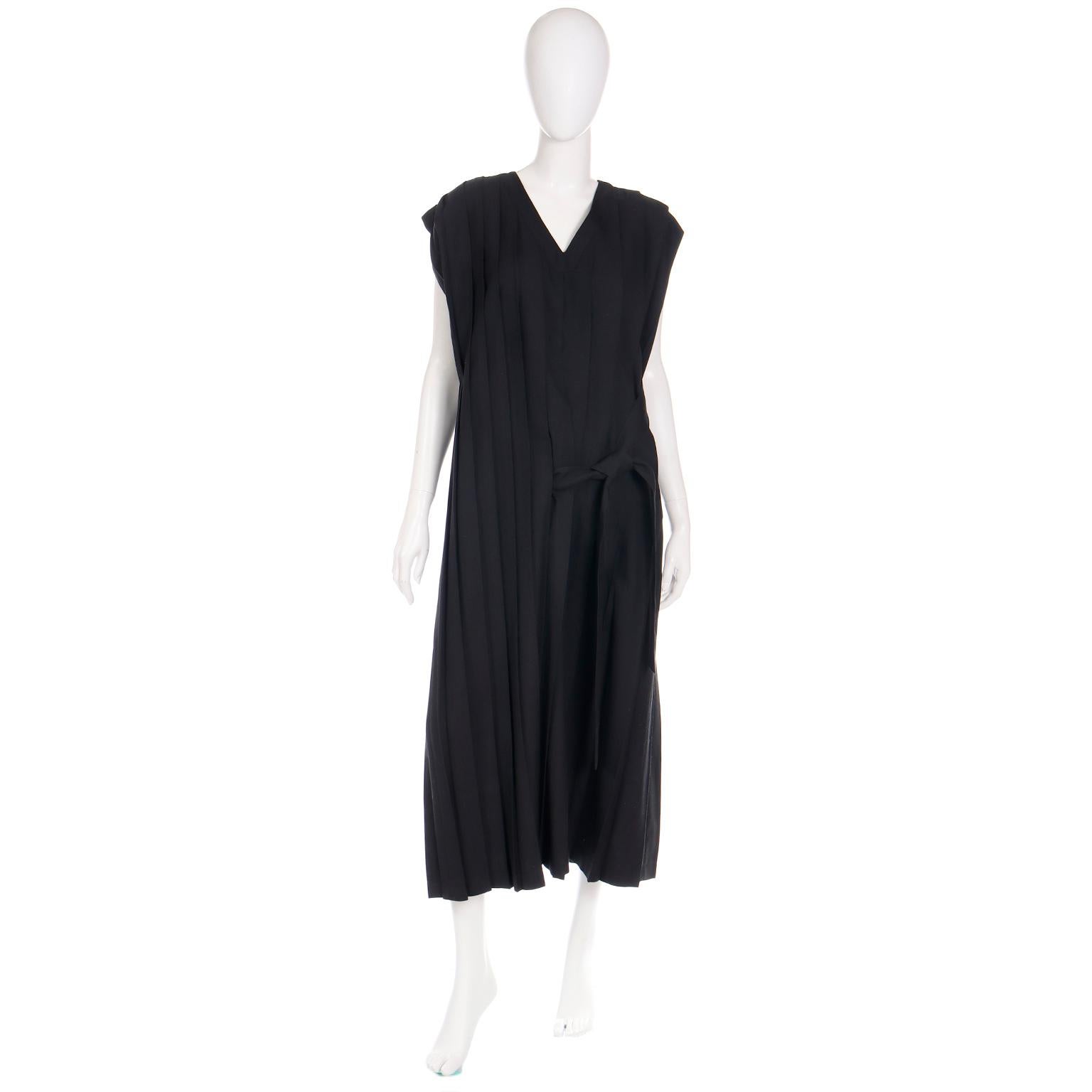 1985 Comme de Garcons Pleated Black Avant Garde Sleeveless Dress Rei Kawakubo 6