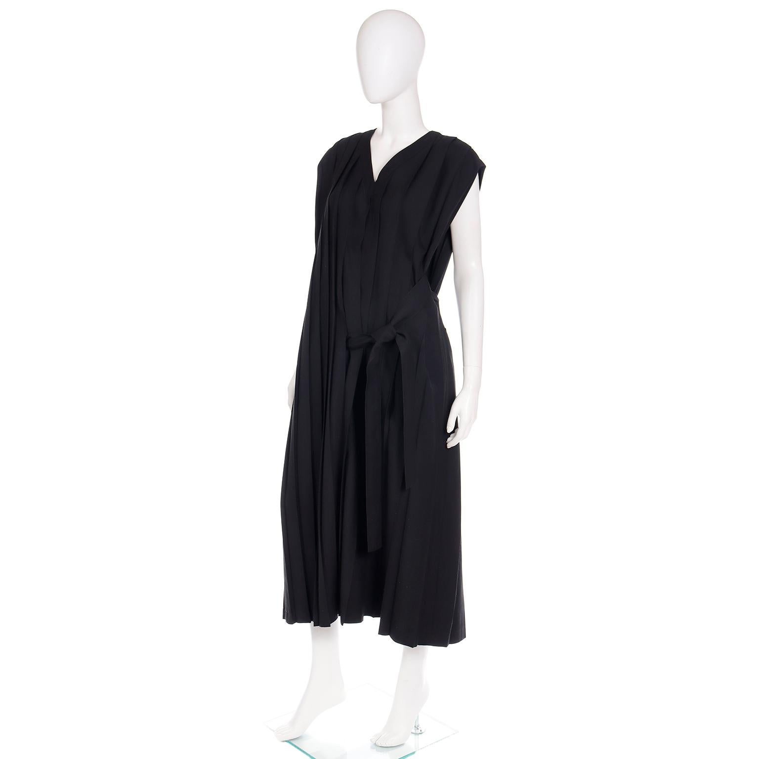 1985 Comme de Garcons Pleated Black Avant Garde Sleeveless Dress Rei Kawakubo 5