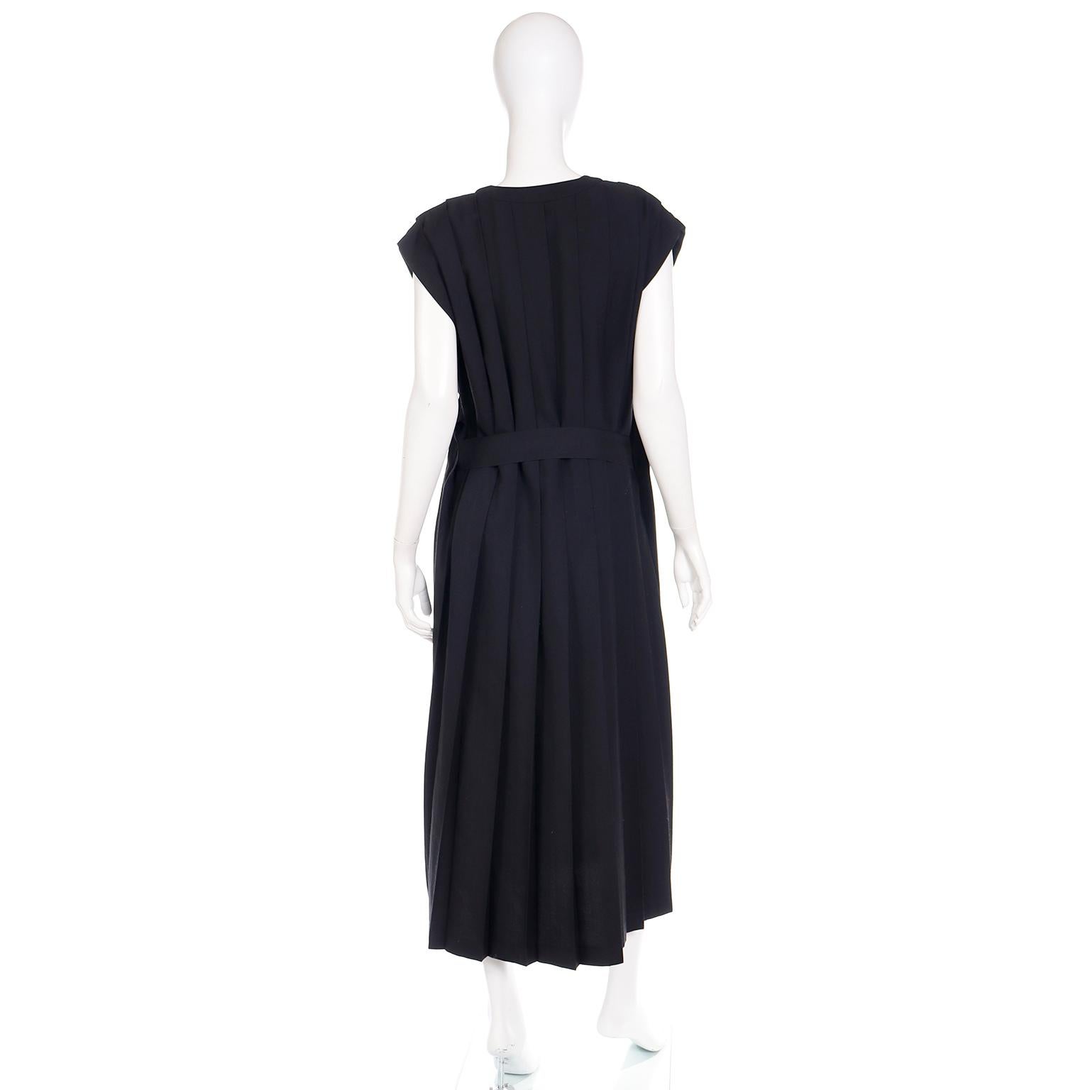 1985 Comme de Garcons Pleated Black Avant Garde Sleeveless Dress Rei Kawakubo For Sale 8