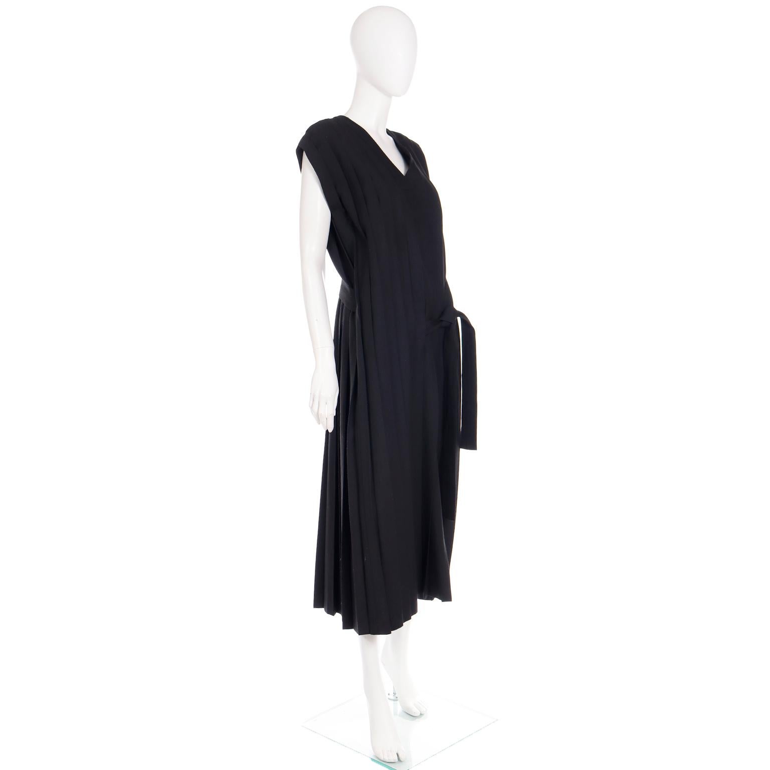 1985 Comme de Garcons Pleated Black Avant Garde Sleeveless Dress Rei Kawakubo 9