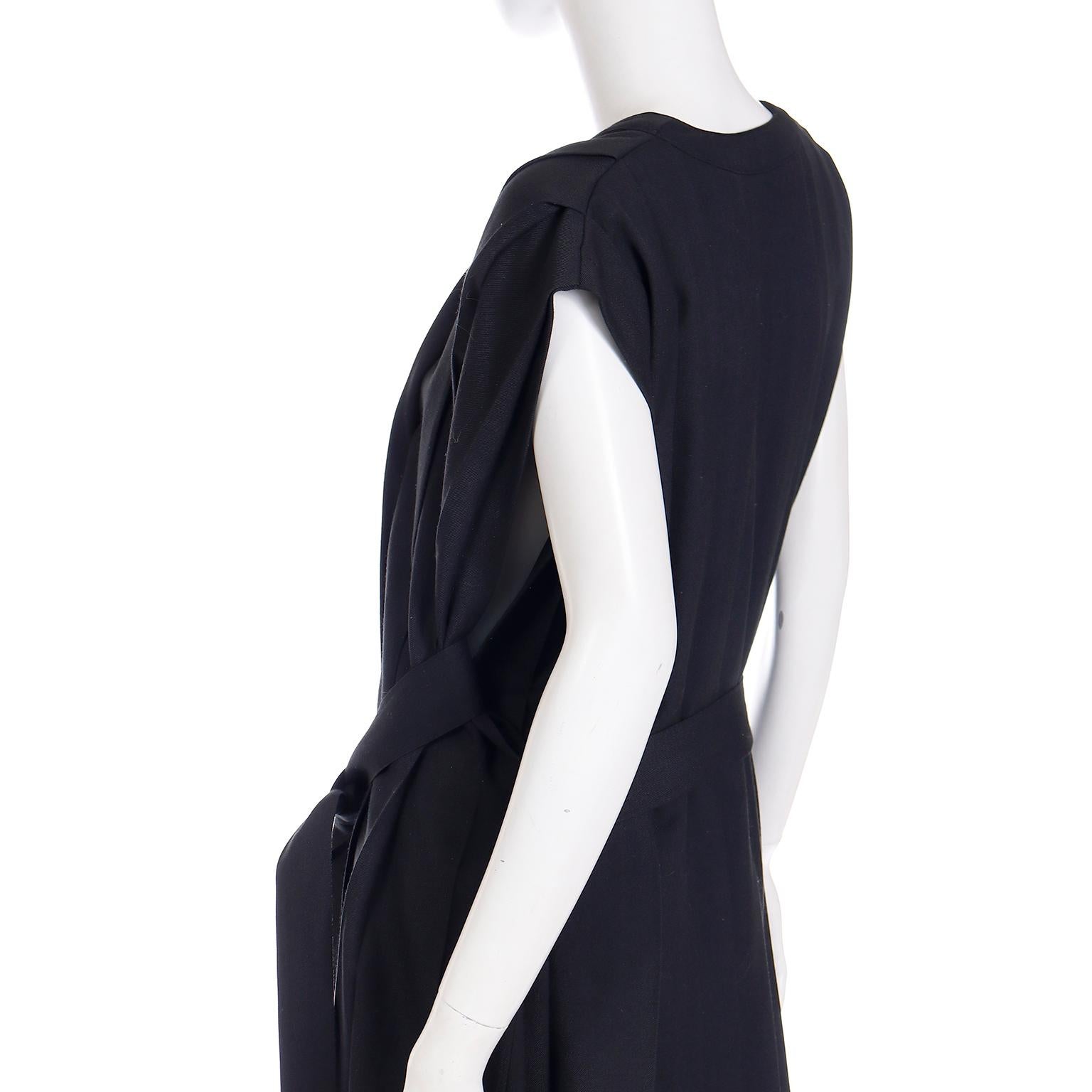 1985 Comme de Garcons Pleated Black Avant Garde Sleeveless Dress Rei Kawakubo 10