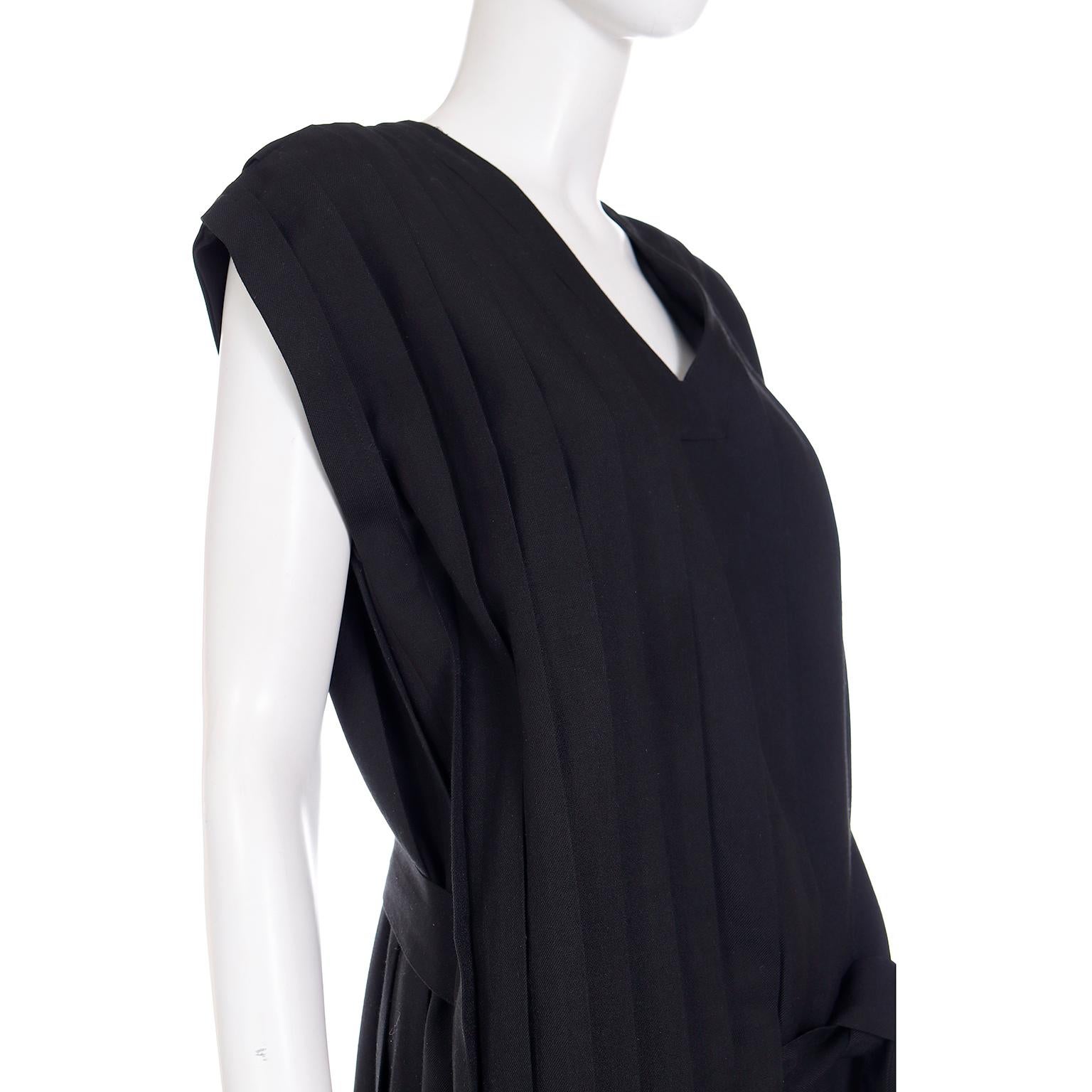 1985 Comme de Garcons Pleated Black Avant Garde Sleeveless Dress Rei Kawakubo For Sale 11