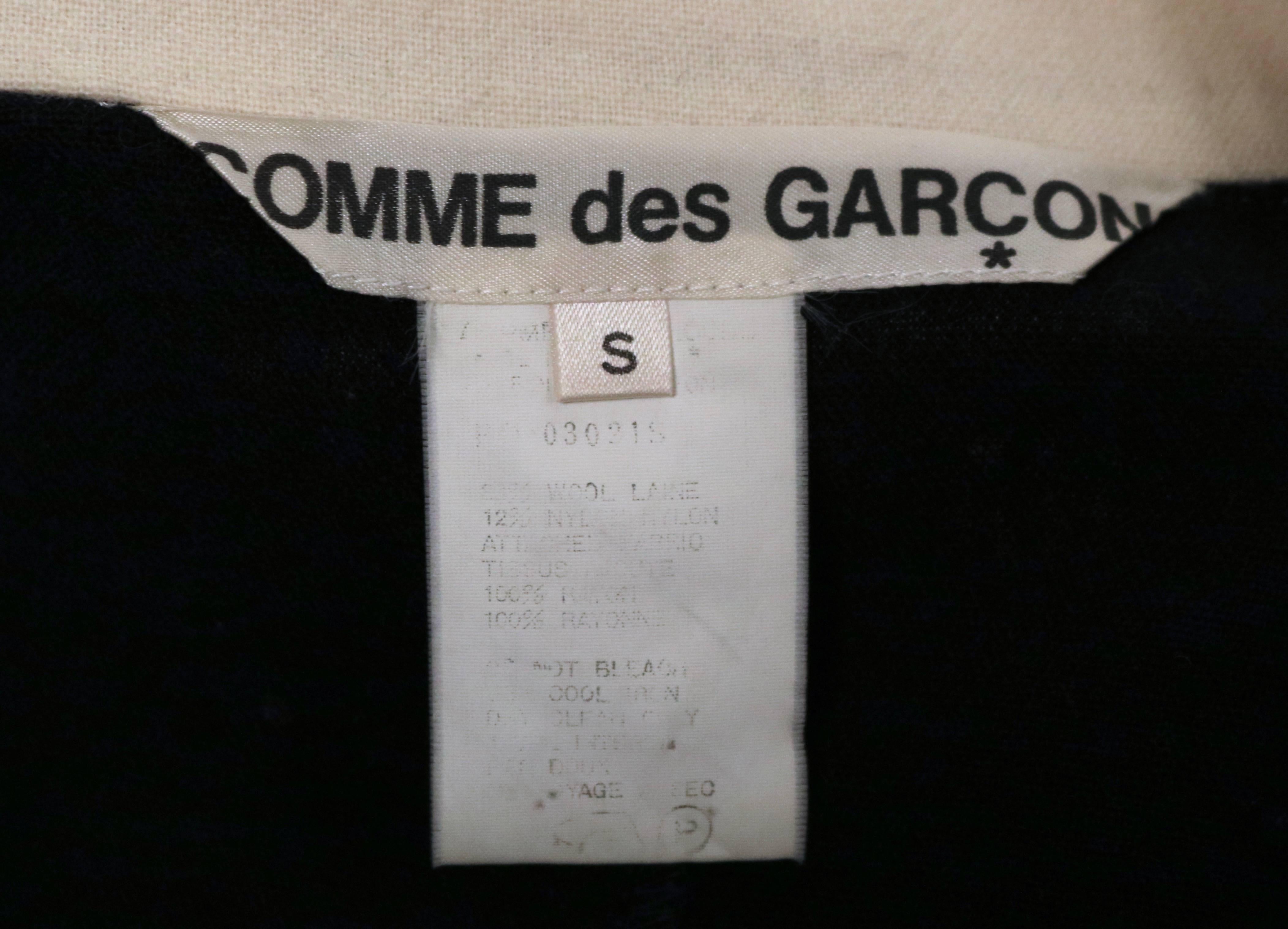 1985 COMME DES GARCONS navy wool draped dress with polka dots 2