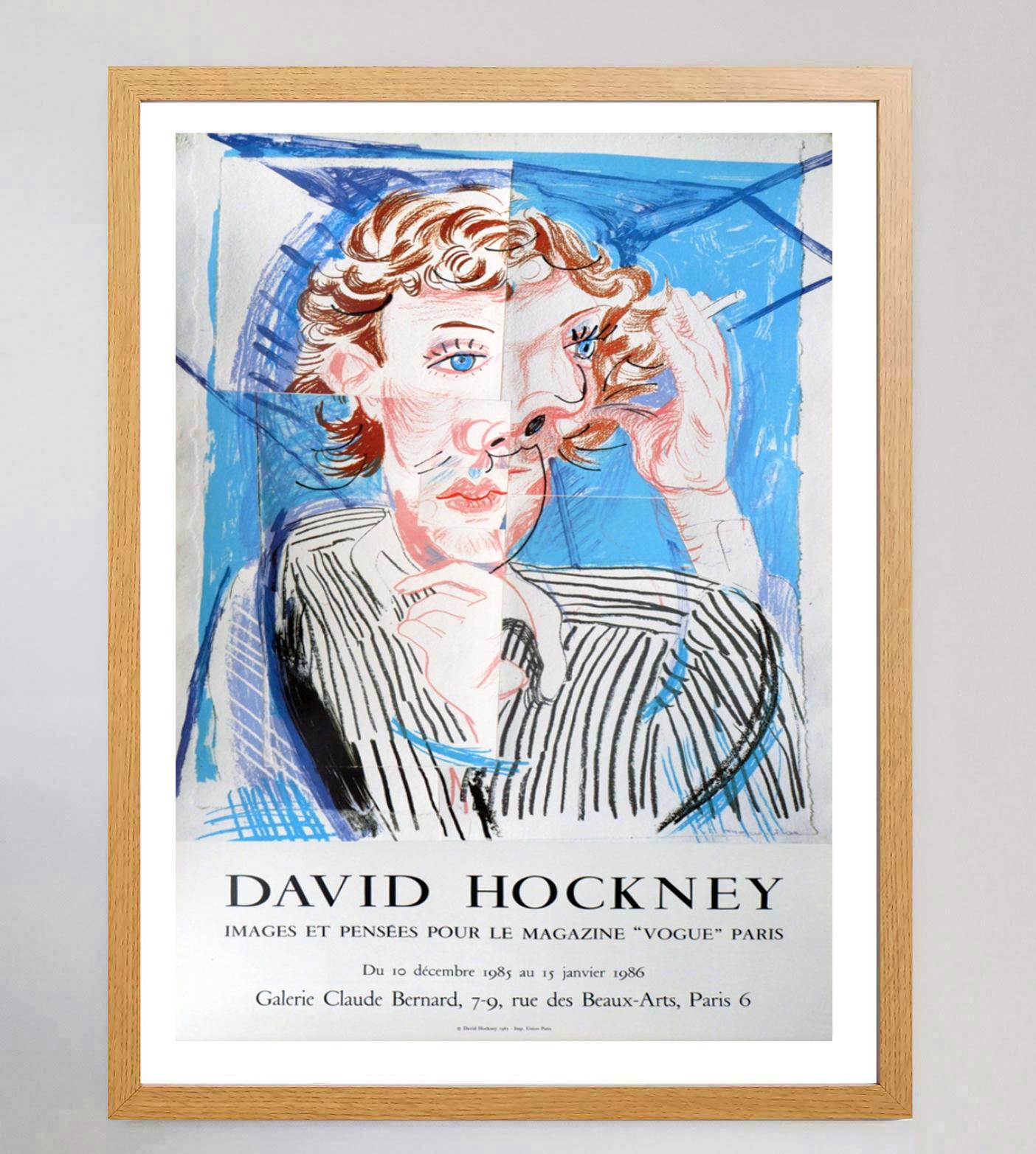 French 1985 David Hockney - Galerie Claude Bernard Original Vintage Poster For Sale