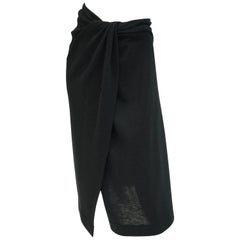 Vintage  1985 Donna Karan "Seven Easy Pieces Collection" Black Wool Wrap Skirt 