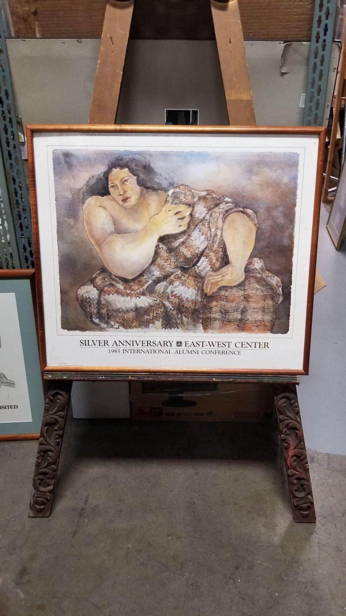Hawaiian artwork print Poster Silver 20th Anniversary East-West Center at the University of Hawaii International Conference. The poster features a painting by Artist Yevonne Cheung featuring a watercolor portrait of young women.

The print is in its